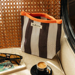 Kulturtasche Orange/ Weiß/ Aubergine