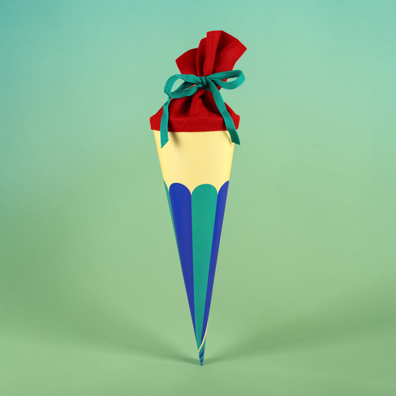 kleine Schultüte EISBECHER blau/türkis/vanille 35cm