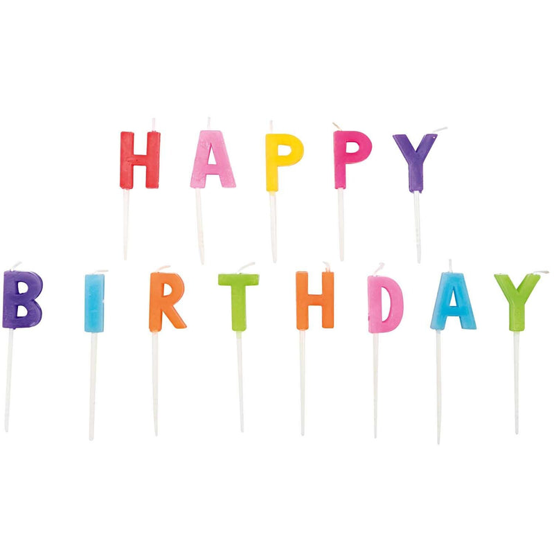 Kerzen HAPPY BIRTHDAY bunt