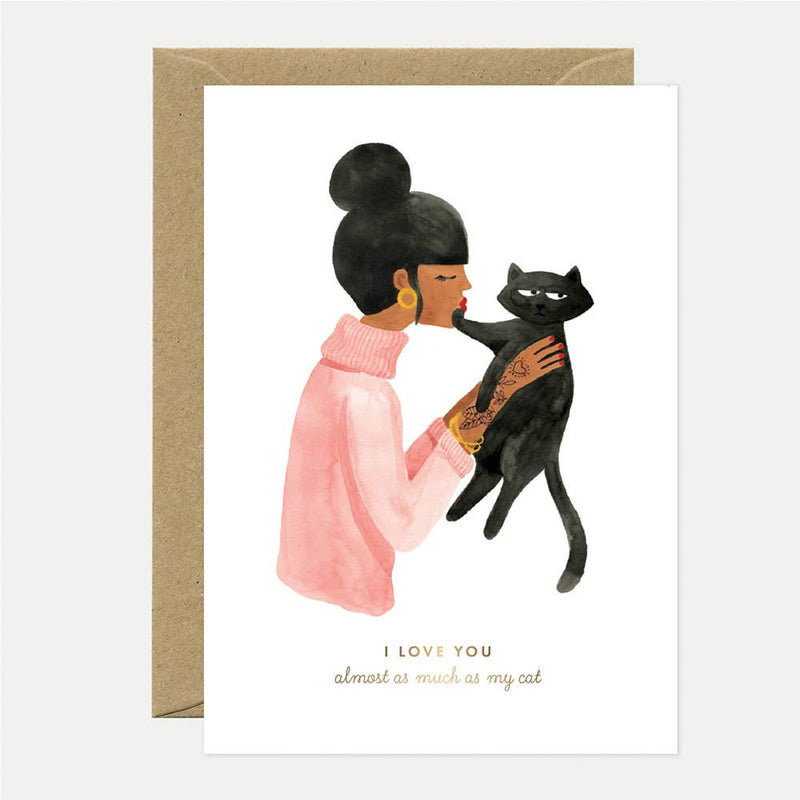 Grußkarten - I love you almost as much as my cat