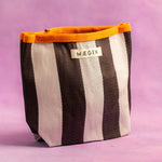Kulturtasche Orange/ Weiß/ Aubergine