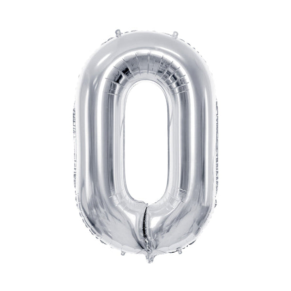 Folienballon Ziffer - 0-9 silber 72 cm