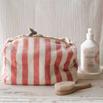 Kulturtasche - Gestreift/Rose