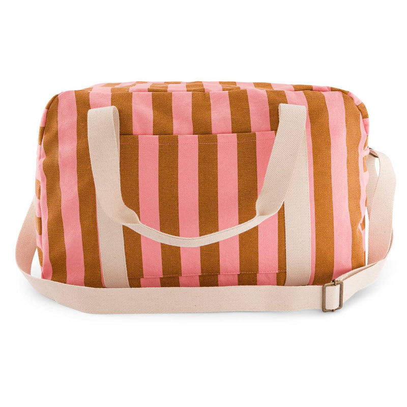 Wickeltasche/Weekender - Karamell/Erdbeere gestreift