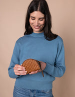 Geldtasche LAURA - Cognac Geflochten Klassisch