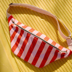 Bauchtasche - Tomate/Candy Pink gestreift