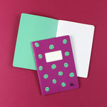 Notizheft brombeer mit mintfarbenen Smiles, kariert, DIN A5