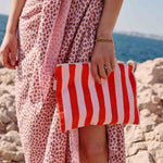 Pouch L - Tomate/Candy Pink gestreift