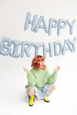 Happy Birthday, 340x35cm, hellblau - Folienballon