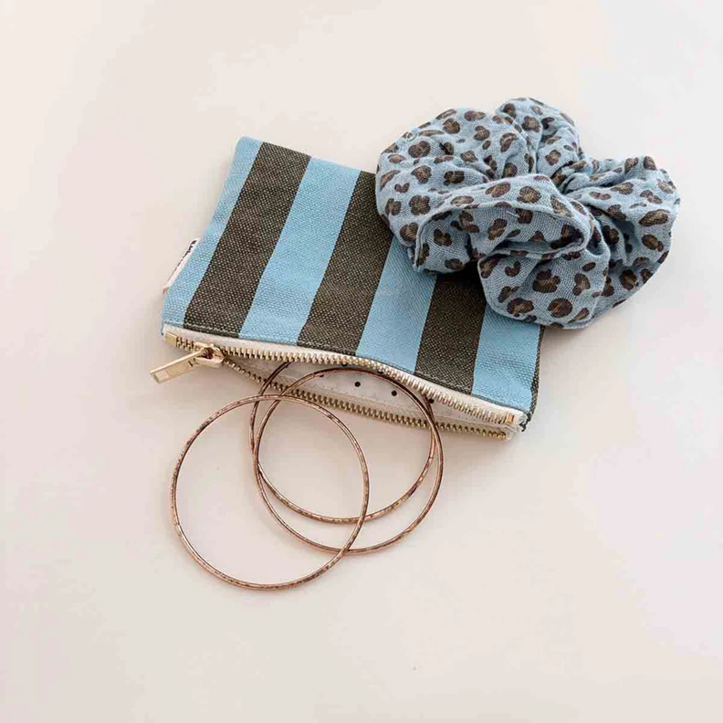 Pouch S - Oliv/Mint gestreift