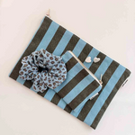 Pouch S - Oliv/Mint gestreift